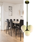 Suspended Globe Pendant Light with 5 Opal Globes