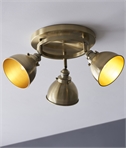 Round Triple Adjustable Lamphead Spot Plate - Brass