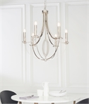 Elegant Curved 6 Arm Nickel Chandelier