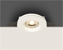White Trimless Gypsum Recessed mains spot with GU10 lampholder.