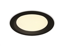 Black 20W SMD LED UGR19 downlight with adjustable CCT, IP44.