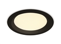 Black 30W SMD LED UGR19 downlight with adjustable CCT, IP44.