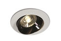 White 20W COB LED adjustable recessed Spot with dark chrome reflector.