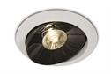 White 30W COB LED adjustable recessed Spot with dark chrome reflector.