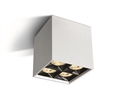 White 15W COB LED surface Spot with dark chrome reflector.