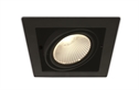 Black 30W COB LED Recessed adjustable downlight, COB square range, IP20.