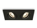 Black Recessed adjustable mains spot with GU10 lamp holder.