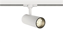 White 10W track spot with COB LED, ideal forshops and showrooms.