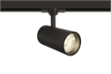 Black 20W track spot with COB LED, ideal forshops and showrooms.