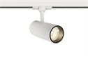 White 20W track spot with COB LED, ideal forshops and showrooms.