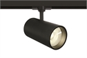 Black 30W track spot with COB LED, ideal forshops and showrooms.