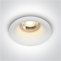 White Semi  trimless dark Light Recessed mains spot with GU10 lampholder.