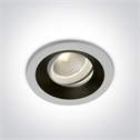 White 12W COB LED adjustable recessed spot with interchargeable rings.