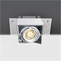 White Recessed Trimless adjustable mains spot with GU10 lamp holder.