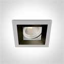 White 12W COB LED adjustable recessed spot with interchargeable rings.