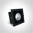 Black 30W COB LED Recessed adjustable downlight, COB square range, IP20.