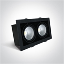 Black 2x30W COB LED Recessed adjustable downlight, COB square range, IP20.