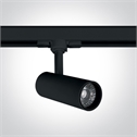 Black 10W track spot with COB LED, ideal forshops and showrooms.