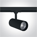 Black 20W track spot with COB LED, ideal forshops and showrooms.