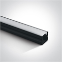 Black 2m Surface aluminium profile with PC opal diffuser.