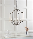 Open Lantern Chandelier with Crystal Detail in Antique Brass