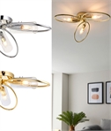 Oval 3 Lamp Flush Mounted Ceiling Light - Clear Glass Shades