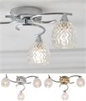 Triple Lamp Flush Ceiling Light - Cut Glass Shades