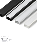 Recessed Aluminium LED Profile - 2m with Opal or Black Diffuser for 12mm Tape in Aluminium, White, or Black Finish