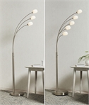 Iconic Multi-Arm LED Floor Lamp - Satin Nickel & White Glass