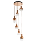 Copper Cluster Pendant Light - 6-Light Glass Ceiling Fixture