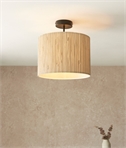 Semi-Flush Natural Seagrass Shaded Ceiling Light 