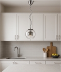Spanish Design Single Clear Glass Globe & Matt Nickel Pendant 20cm