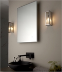 Art Deco Boxed Frame Wall Light - Chrome & Clear Ribbed Glass