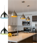 Brushed Steel Pendant - Brightly Coloured Inside