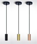 Single E27 Cylinder Pendant with Black Flex - 3 Options