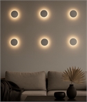 Modern Round LED Wall Light – 16cm Warm White Backlit Design