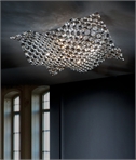 Flush Ceiling Light with Clear and Smoke Crystal Detail