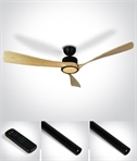 Black Rod and Triple Light Wood Bladed Ceiling Fan 