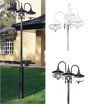 Curved Lantern Lamppost with Triple Glass Shades