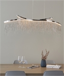 LED Linear Curved Pendant - Waterfall Of Fine Chains