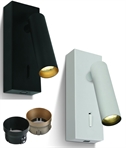 LED Adjustable Single Spot Wall Light - USB Socket & Switched