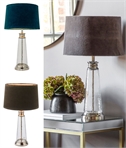 Clear Hammered Glass Table Lamp - Velvet Shade